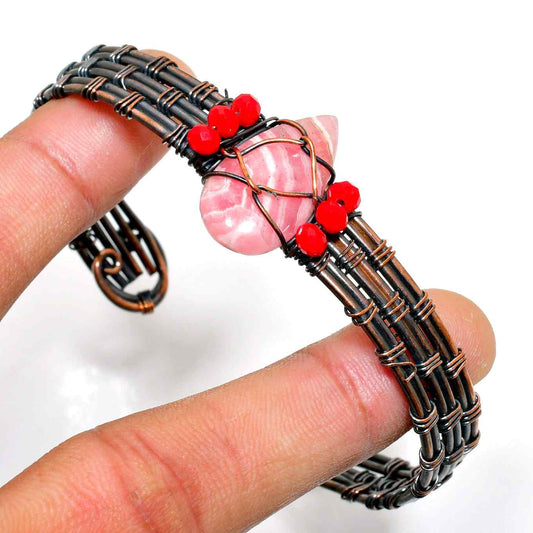 Heart’s Embrace – Rhodochrosite Copper Bracelet