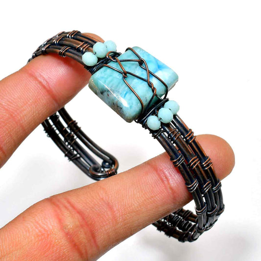 Ocean’s Whisper – Larimar & Copper Bracelet