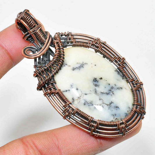 Serenity’s Embrace – White Stone Copper Pendant