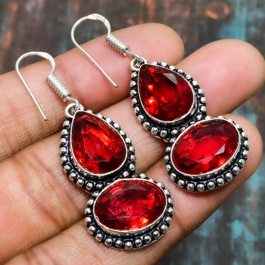 Ember’s Embrace – Ruby Silver Earrings