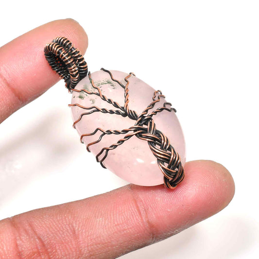 Love’s Canopy – Rose Quartz Tree of Life Pendant