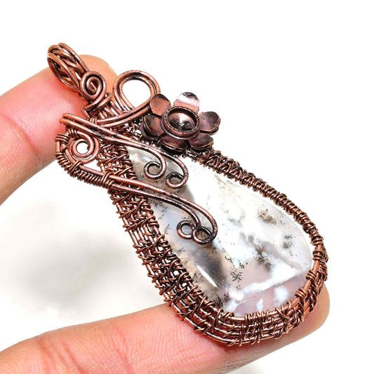 Ezra’s Veil – Natural Agate Copper Pendant