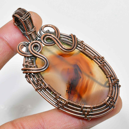 Ember’s Halo – Copper-Wrapped Agate Pendant