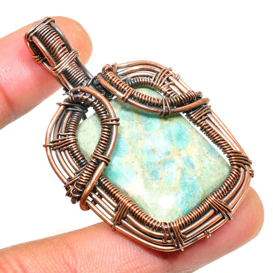 Serenity’s Embrace – Amazonite Copper Pendant