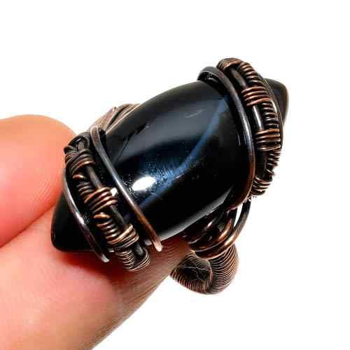 Mystic Shield – Obsidian & Copper Ring