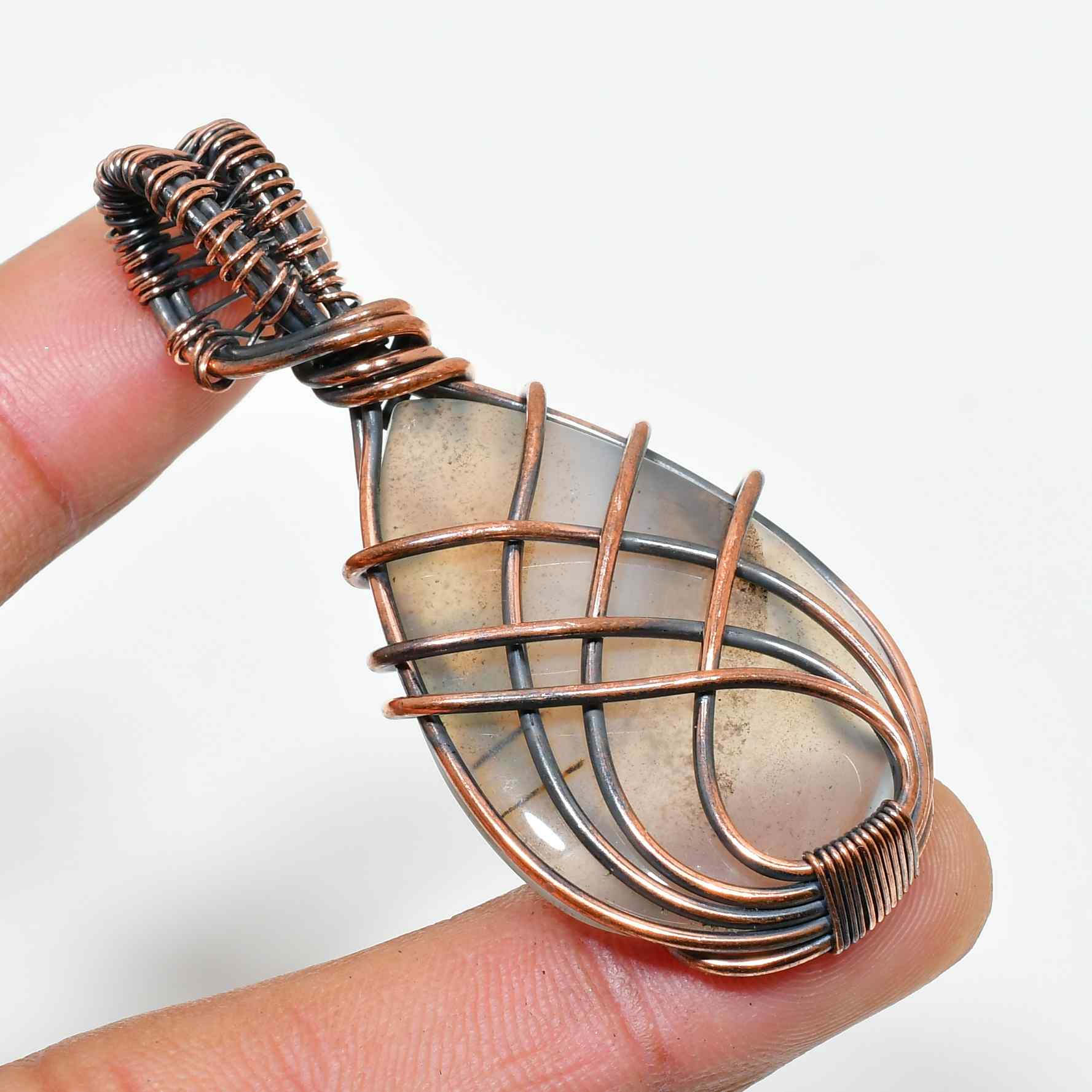 Luna’s Embrace – Moonstone Copper Pendant