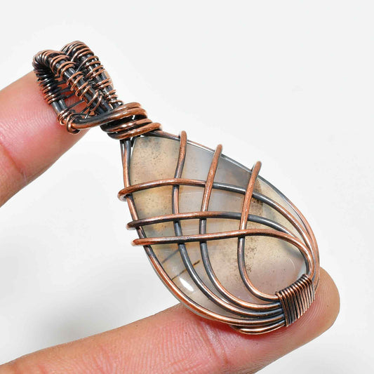 Luna’s Embrace – Moonstone Copper Pendant