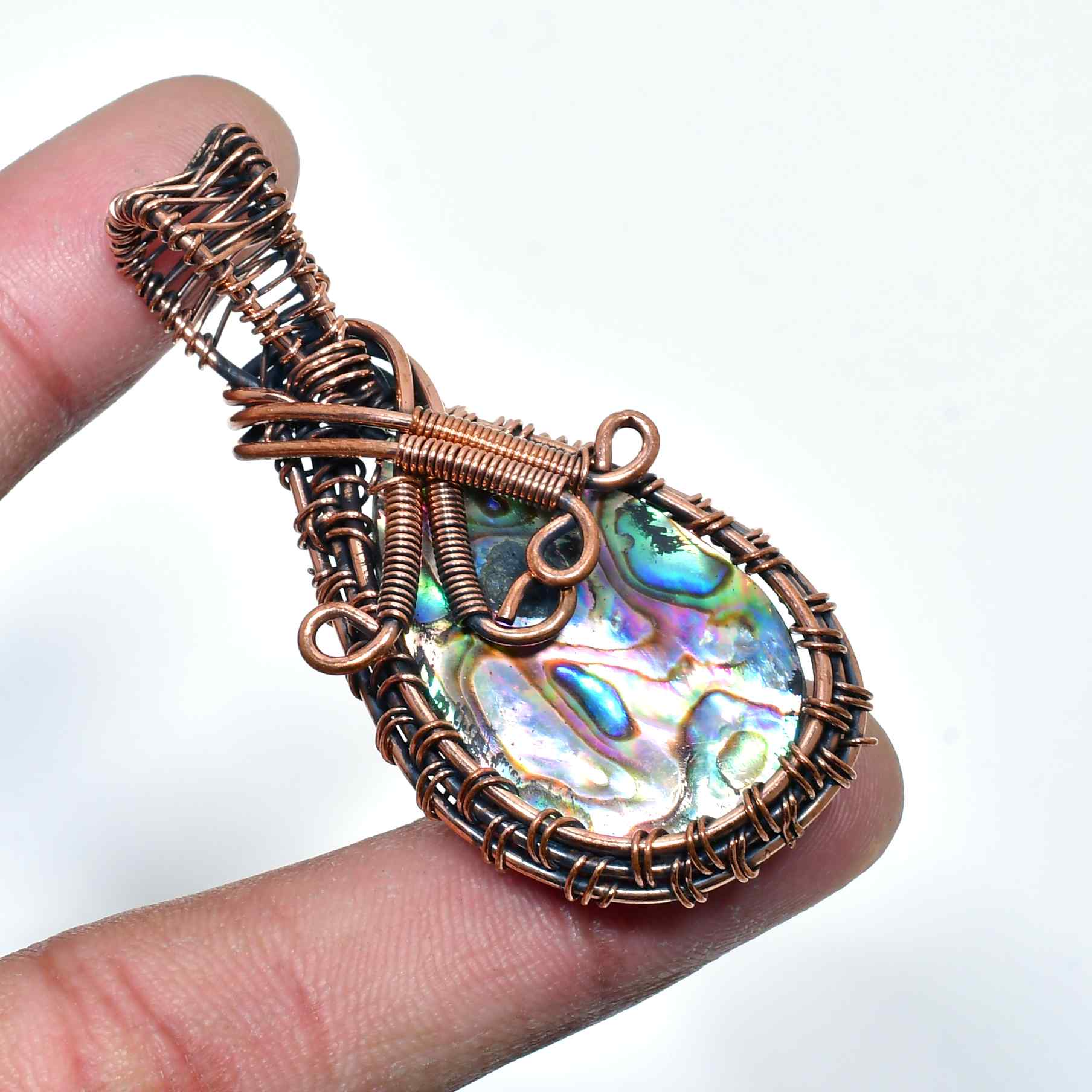 Celestial Harmony – Abalone & Copper Pendant