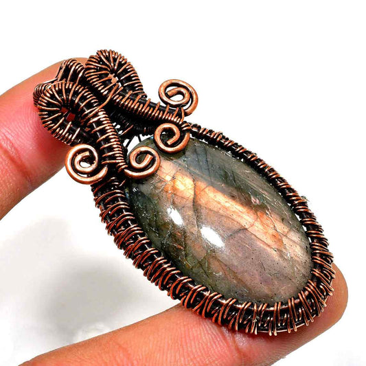 Luna’s Insight – Oxidized Copper Labradorite Pendant
