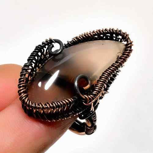 Terra’s Embrace – Smoky Quartz Copper Ring