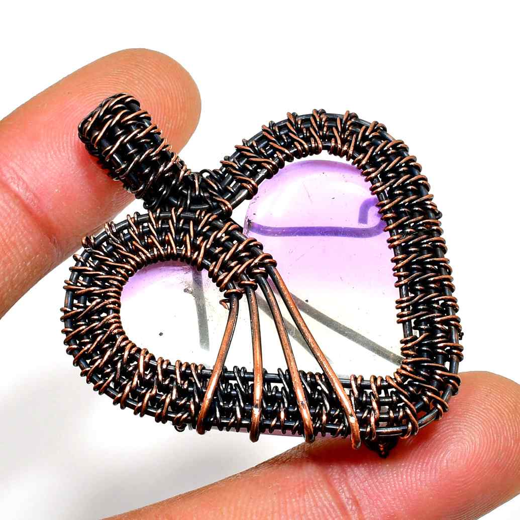 Ezra’s Heart – Amethyst & Copper Pendant