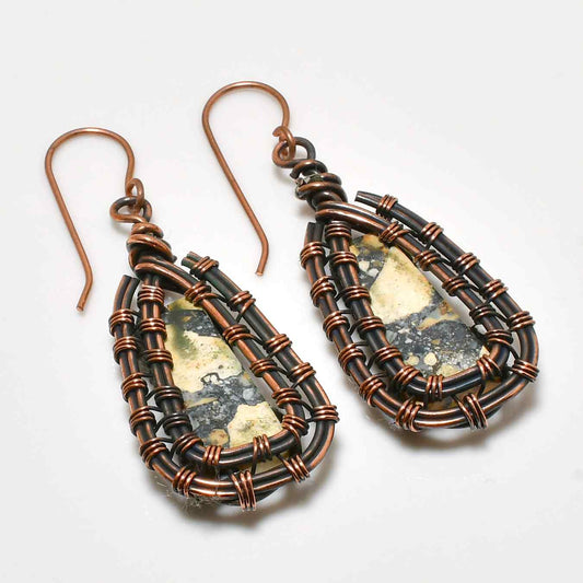 Earthbound Elegance – Copper-Wrapped Gemstone Earrings
