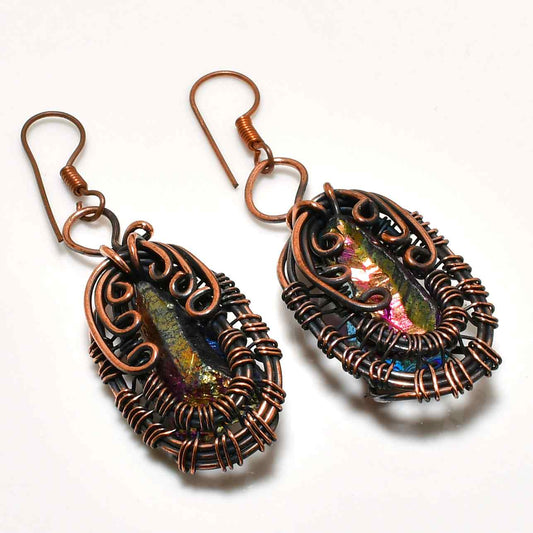 Gaia’s Embrace – Oxidized Copper Gemstone Earrings