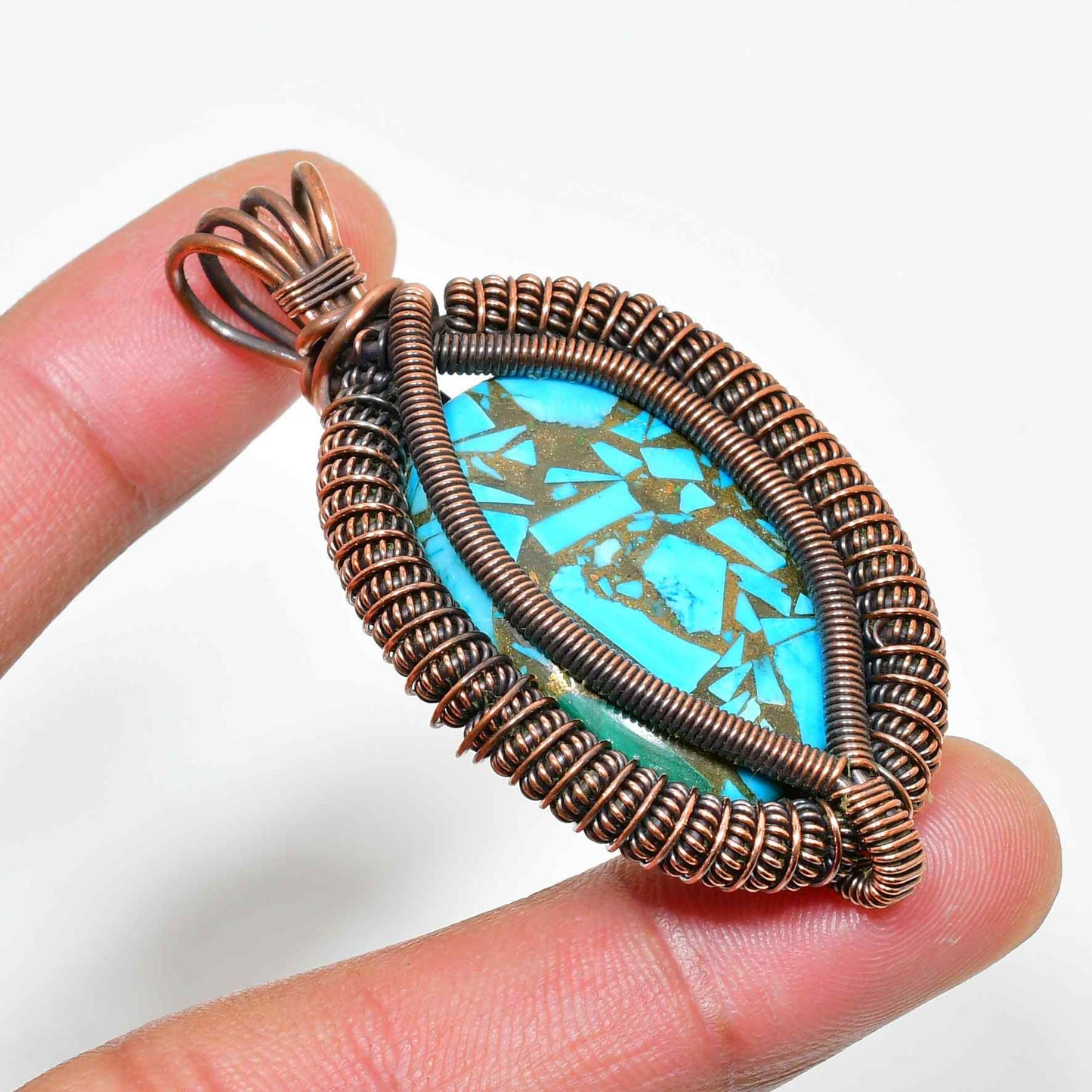 Tranquil Azure – Turquoise Copper Pendant