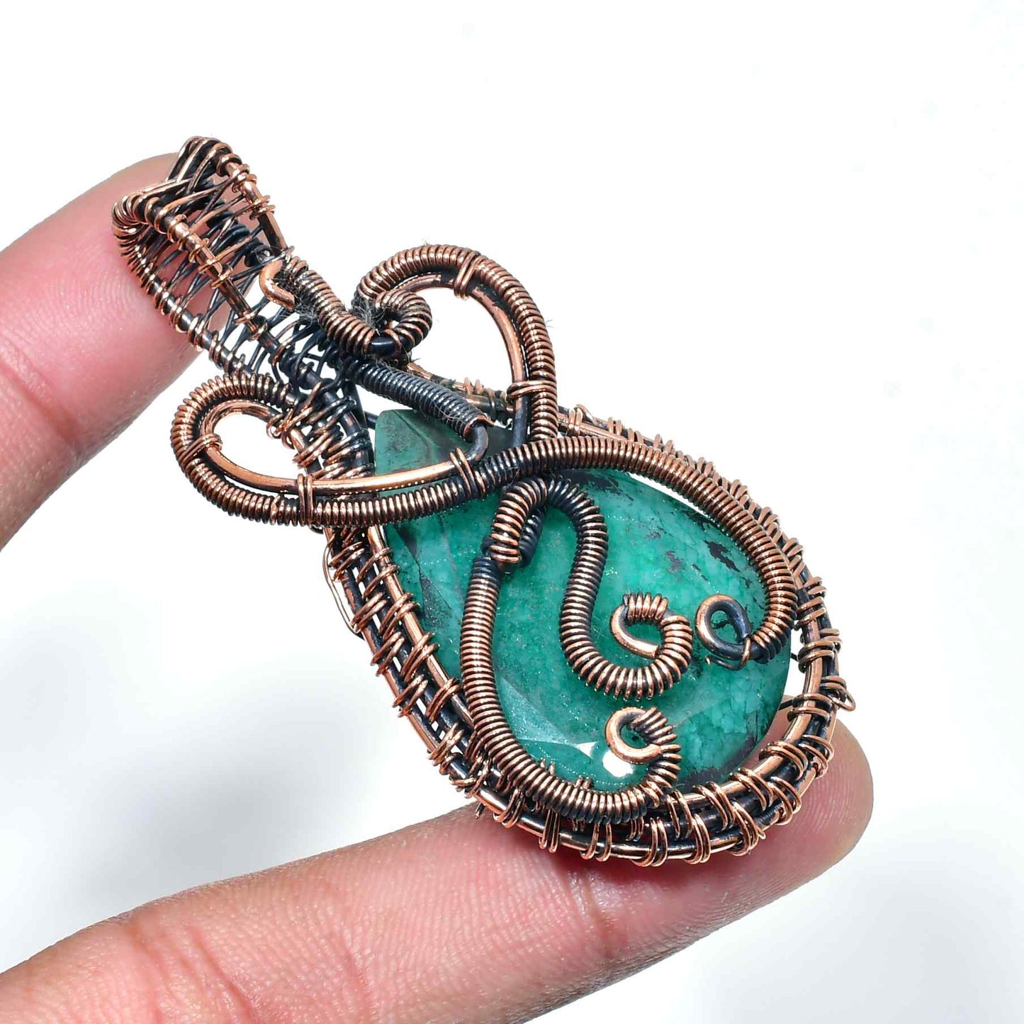 Ezra’s Veil – Malachite & Copper Pendant
