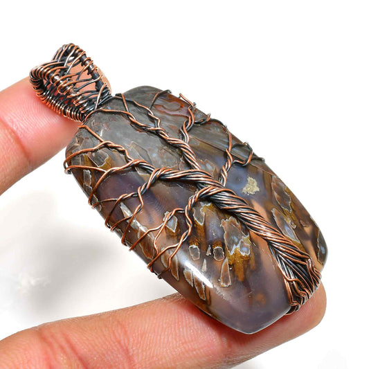 Gaia’s Harmony – Agate & Antique Copper Pendant