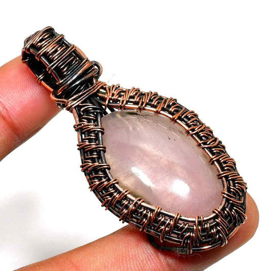 Ezra’s Veil – Rose Quartz Copper Pendant