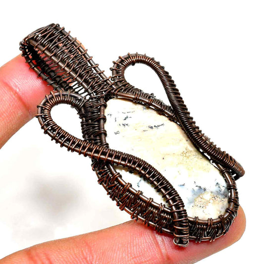 Gaia’s Embrace – Oxidized Copper & Natural Stone Pendant