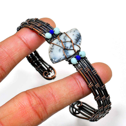 Nature’s Embrace – Dendritic Opal Copper Bracelet
