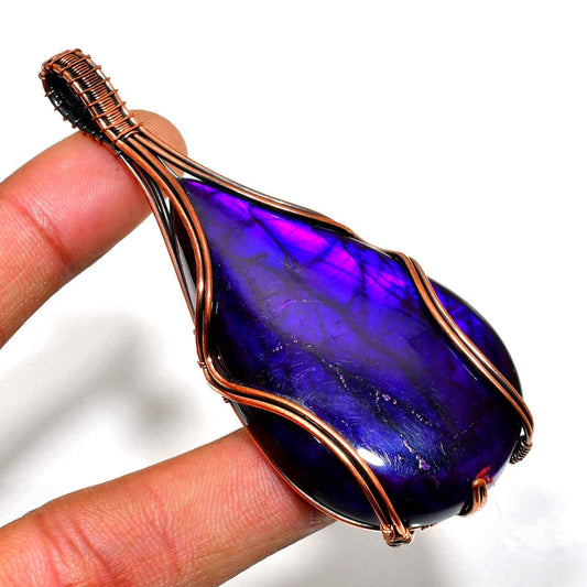 Elysian Veil – Amethyst & Copper Pendant