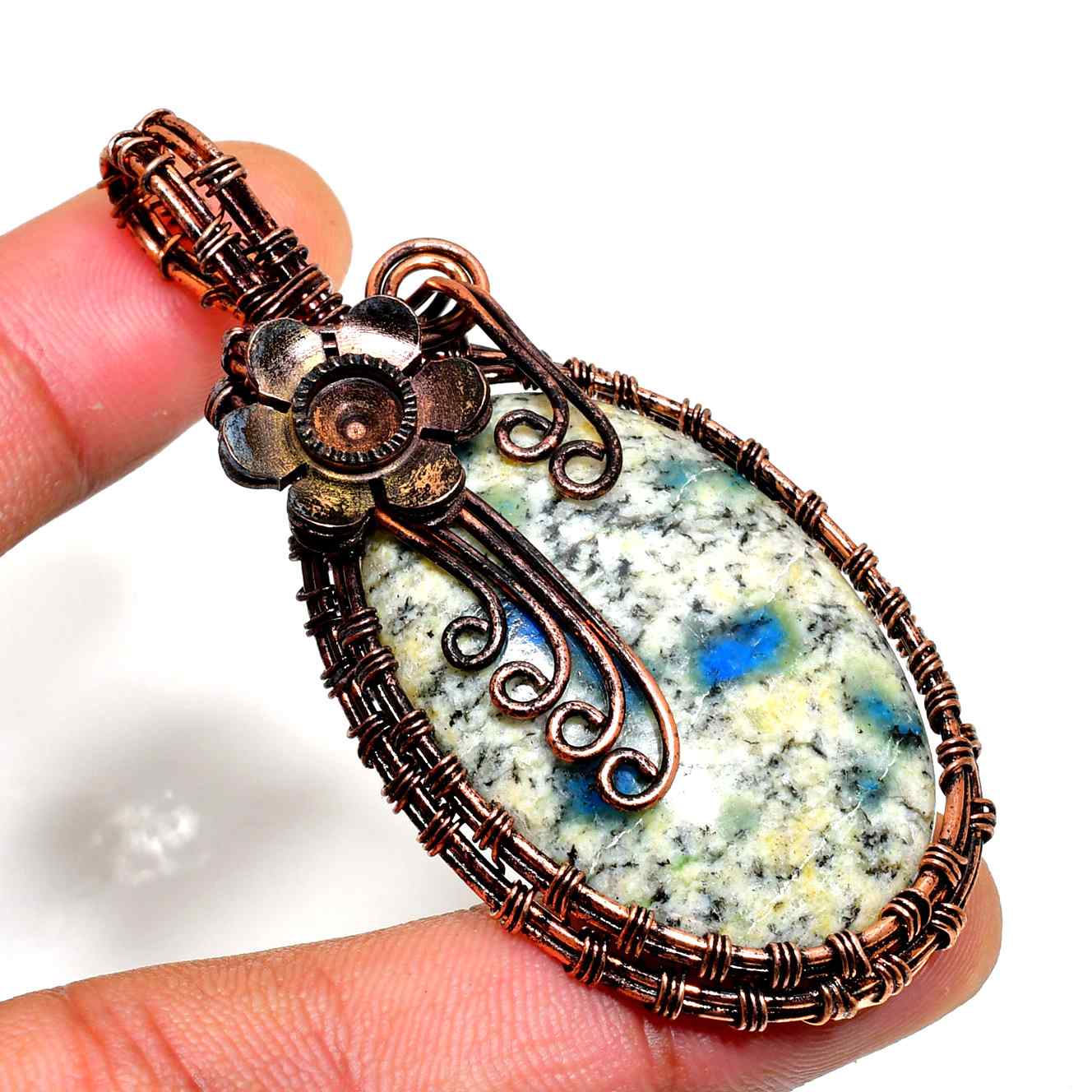 Ocean’s Embrace – Larimar Copper Pendant