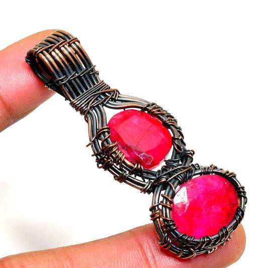 Ember’s Embrace – Ruby & Oxidized Copper Pendant