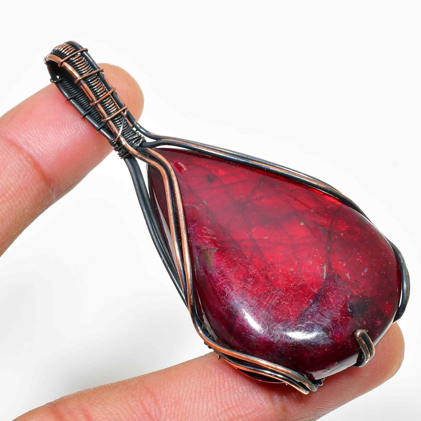 Ember’s Heart – Ruby & Copper Pendant