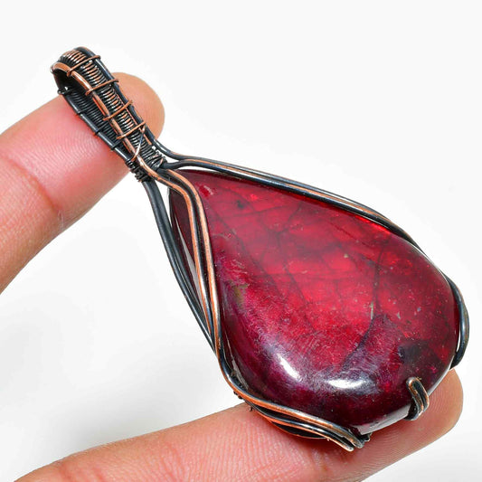 Ember’s Heart – Ruby & Copper Pendant
