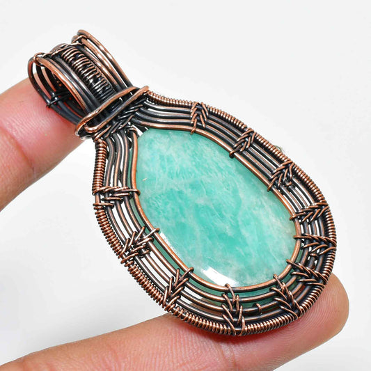 Serenity’s Whisper – Copper-Wrapped Amazonite Pendant