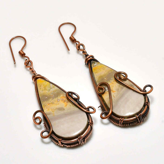 Gaia’s Balance – Copper-Wrapped Agate Earrings