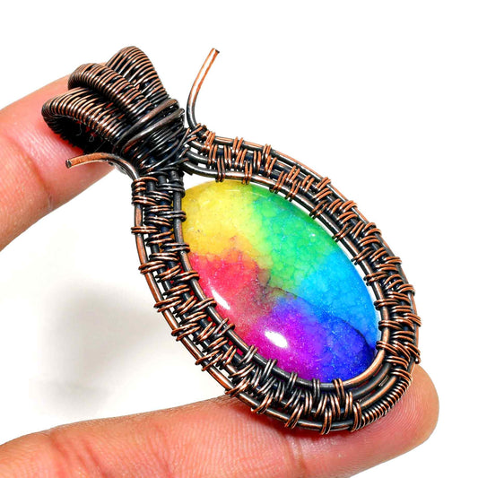 Melody’s Prism – Rainbow Druzy Copper Pendant