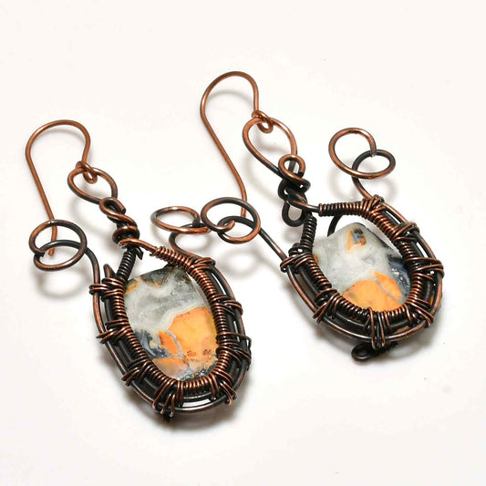 Terra’s Embrace – Copper-Wrapped Agate Earrings