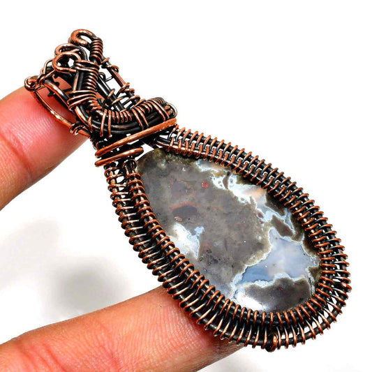 Gaia’s Harmony – Oxidized Copper Agate Pendant