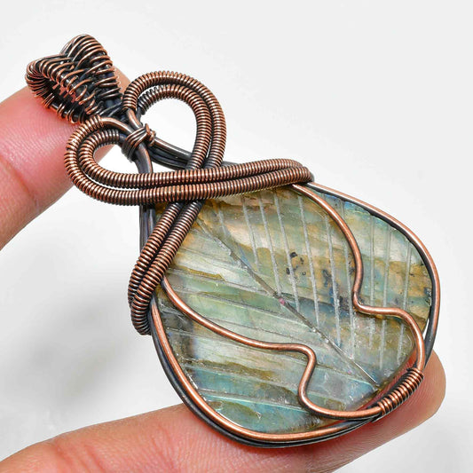 Aurora’s Shield – Labradorite Copper Pendant