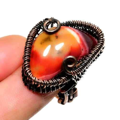 Grounded Glow – Tumbled Amber & Oxidized Copper Ring