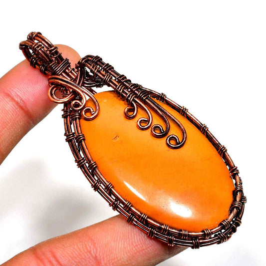 Emberlight – Orange Agate & Oxidized Copper Pendant