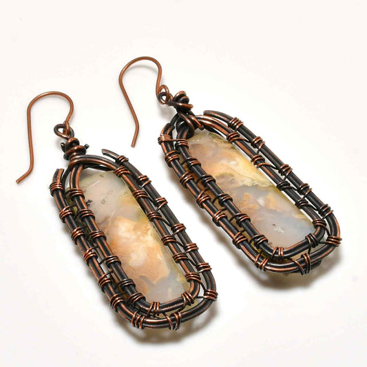 Gaia’s Embrace – Agate & Oxidized Copper Earrings