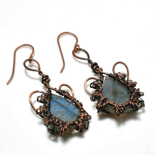 Labradorite Dreamers – Copper Wire Earrings