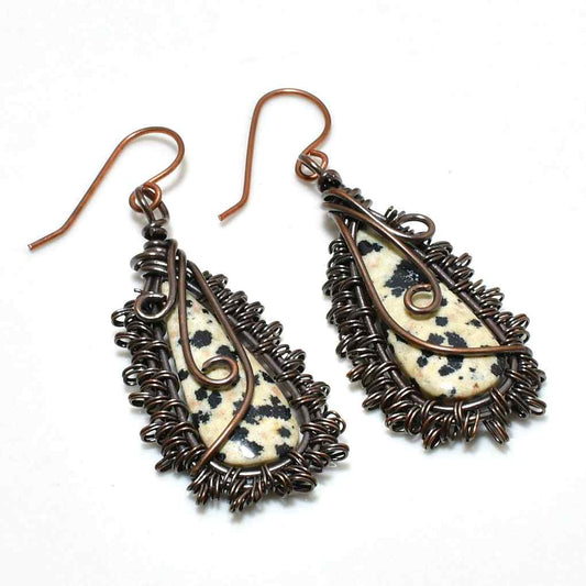 Dappled Delight – Dalmatian Jasper Copper Earrings