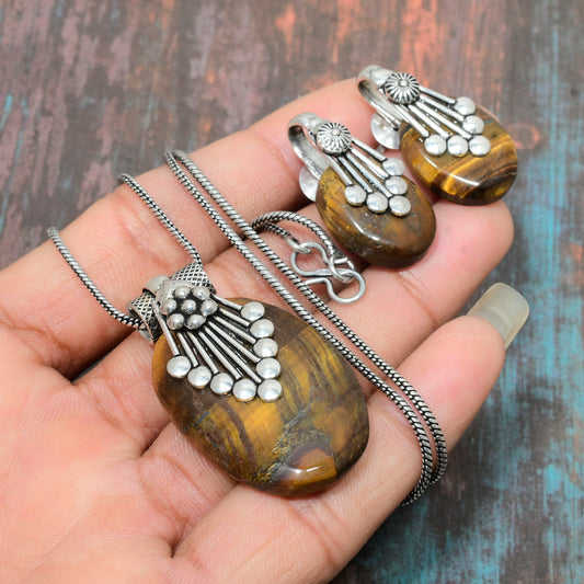 Atlas’ Anchor – Tiger’s Eye Silver Set