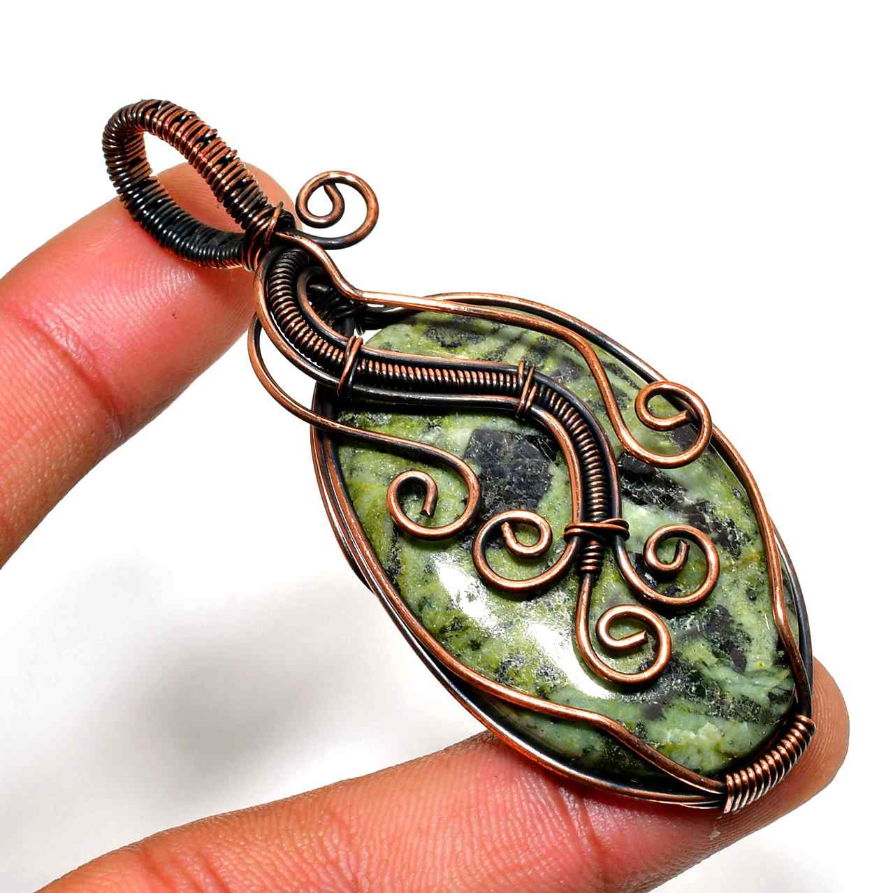 Gaia’s Embrace – Natural Stone Copper Pendant