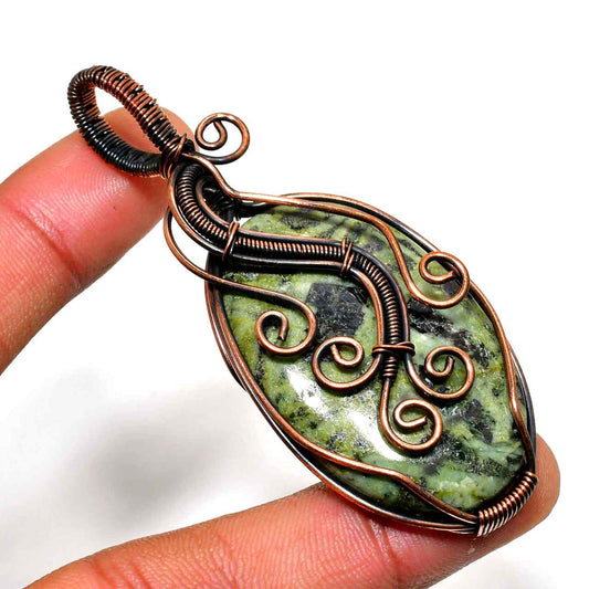 Gaia’s Embrace – Natural Stone Copper Pendant