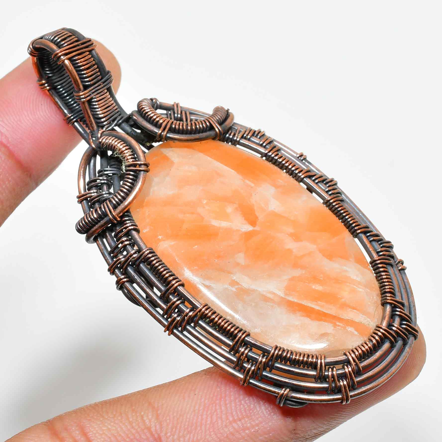 Ember’s Heart – Copper-Wrapped Sunstone Pendant