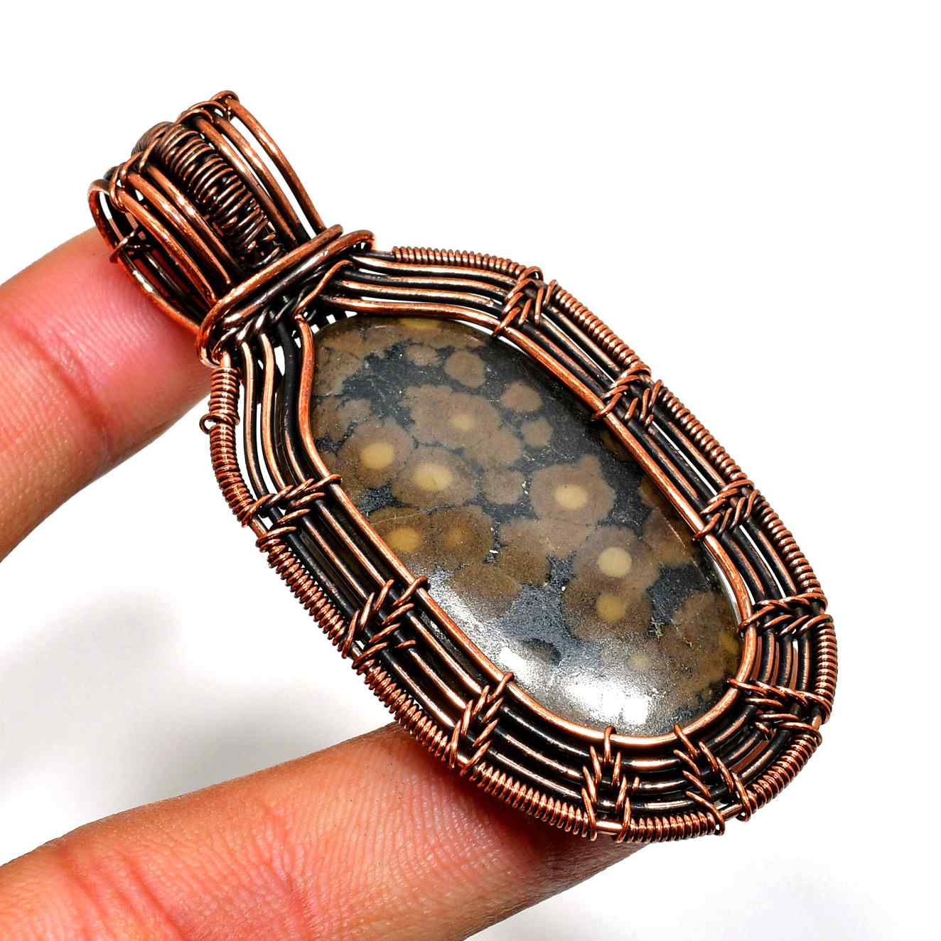 Gaia’s Embrace – Copper-Wrapped Stone Pendant