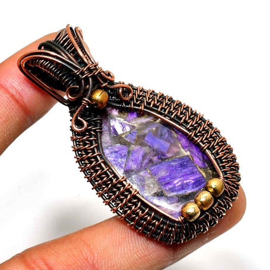 Ezra’s Veil – Amethyst & Oxidized Copper Pendant