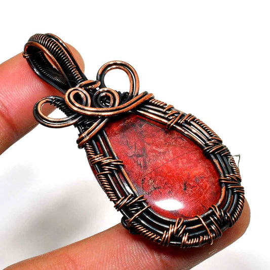 Ruby Embrace – Oxidized Copper Pendant