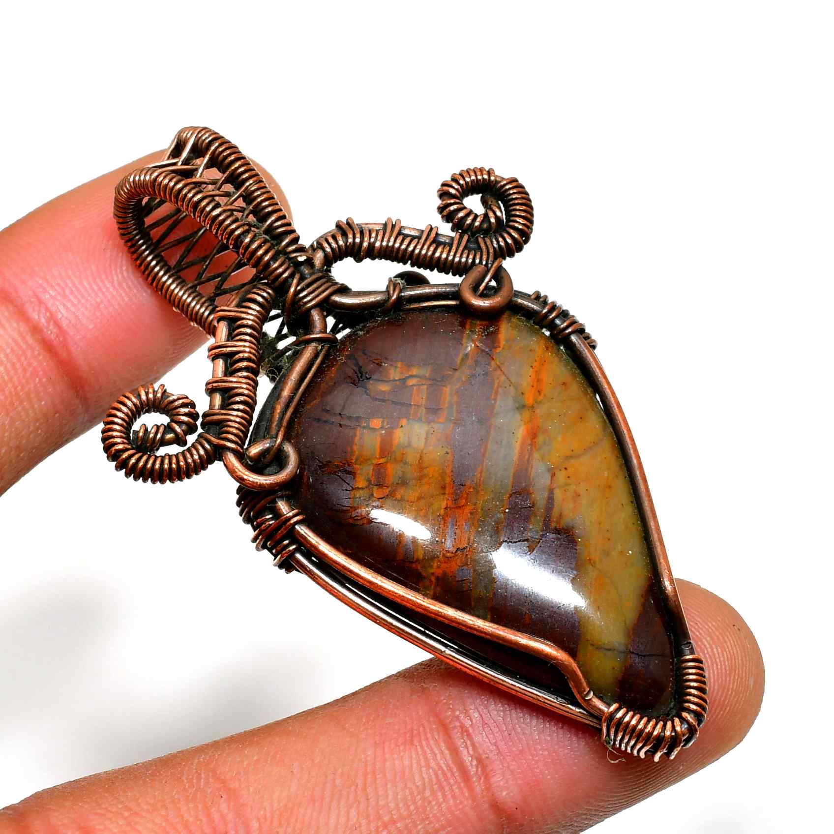 Leo’s Aegis – Tiger’s Eye Copper Pendant