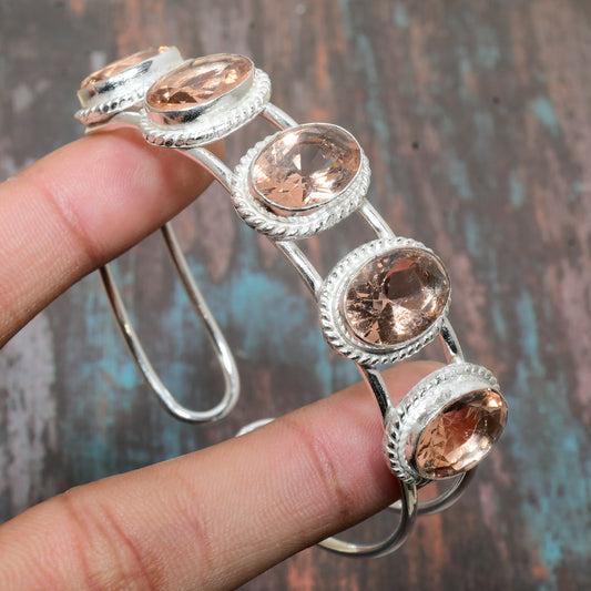 Serenity’s Embrace – Rose Quartz & Sterling Silver Cuff