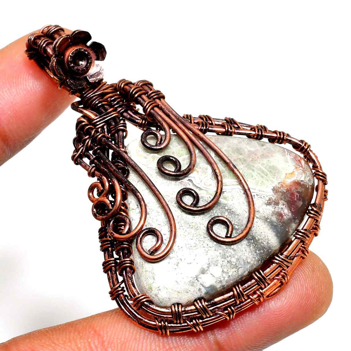 Gaia’s Embrace – Copper-Wrapped Stone Pendant
