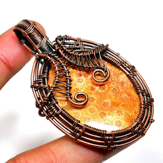 Terra’s Embrace – Rustic Stone Copper Pendant